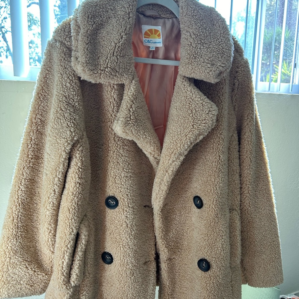 C&C California Shearling Double-Breasted Coat